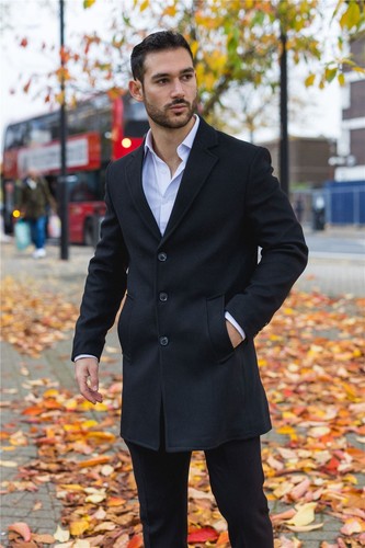 Manteau noir laine - manteau,
