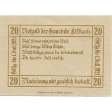 [#284993] Billet, Autriche, edlbach, 20 Heller, textes 1921-07-01, UNZ- Meh