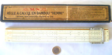 ANCIENNE RÈGLE A CALCUL EN BAMBOU HEMMI SUN MADE IN JAPAN