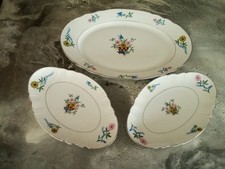 Lot de 3 plats anciens motif peint main