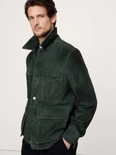 Veste en cuir vert Field homme