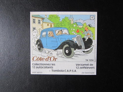 Tintin autocollant cote - tintin, d'or