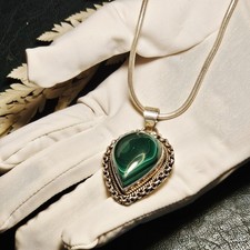 Collier Vintage Artisan Inde Argent 925 Chaine Maille Serpent Pendentif...