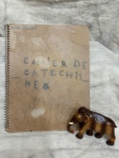 ? CAHIER MANUSCRIT ET DESSIN ENFANT  ANCIEN CATECHISME SCOLAIRE RELIGION