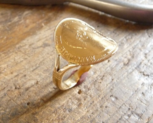 Bague pièce cintrée 20 - bague, or
