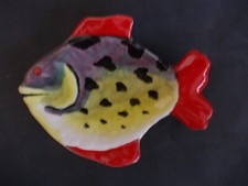 Superbe céramique Christiane Trabut circa 1930 poisson piranha vide poche 18 cm