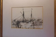 Sir John Crampton Encre Dessin' Bateau Chez Ancre '