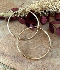 Boucles D'oreilles Créoles 4cm Plaqué Or 18 CARATS Bijoux Femme