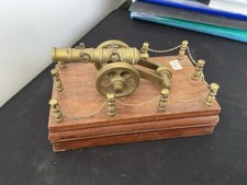 Canon Miniature En Laiton Sur Socle Bois -  Style Napoléonien XXe Siècle