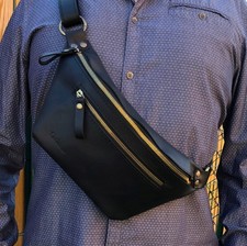 Sac banane homme en cuir de qualité, Sac en cuir homme pour voyage, Sac ceinture