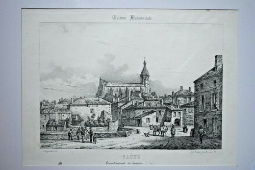 Eauze condom gers lithographie - eauze,