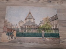 Ancienne peinture aquarelle signée H. HOUMANS 1945 ST MARTIN DES CHAMPS 