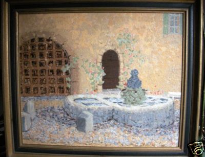 Huile sur toile fontaine - huile,