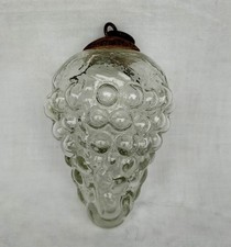 Ancienne Décoration Noël. Boule Verre Soufflé. Grappe Raisin. Authentique.