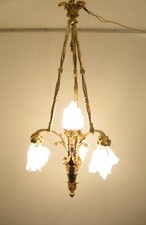 Grand lustre de style Louis XVI en bronze 4 lumières époque XX siècle
