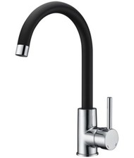 Robinet Chrome et Noir Mitigeur d' evier de Cuisine Bec haut orientable 360