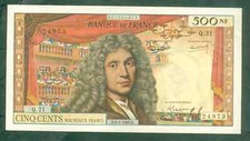 RARE BILLET DE 500NF MOLIÈRE