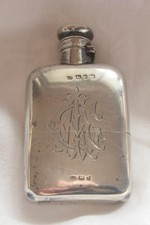 Flasque Alcool Whisky Argent Massif Poinçons Londres 1917 London Timbale vermeil
