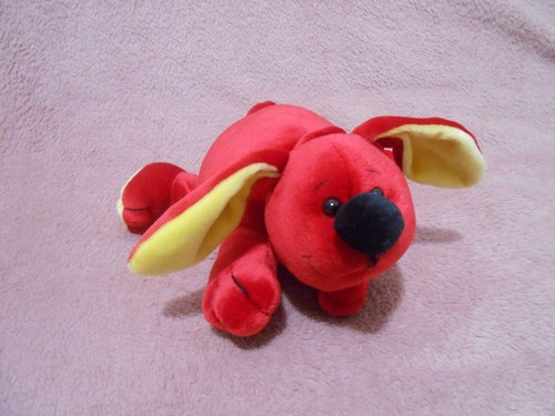 Doudou peluche lapin rouge