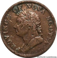 W7172 Rare Canada Nova Scotia 1/2 Penny George IV 1832 AU -> Make offer