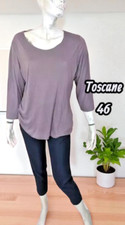 Toscane Taille 46  Haut top tee shirt manches 3/4 taupe femme