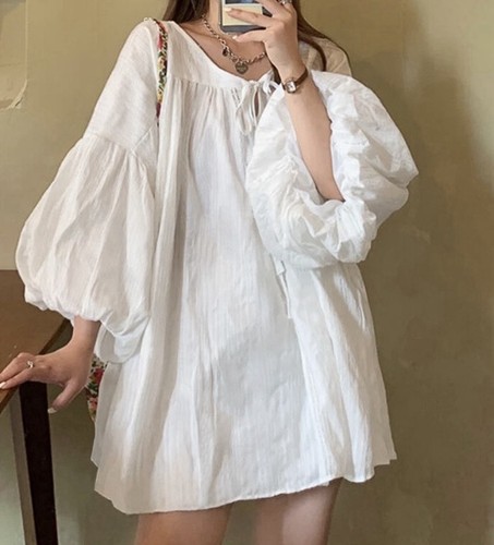 Vonda white balloon sleeve tie - sleeve,