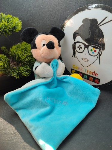 Doudou mickey bleu mouchoir - bleu,