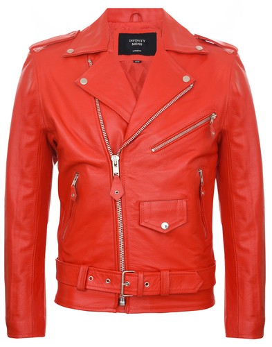 Veste cuir biker rouge - veste,