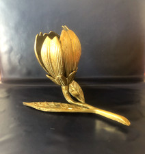 Ancien cendrier design Vintage forme de Fleur Lotus Pétales Amovibles Bronze