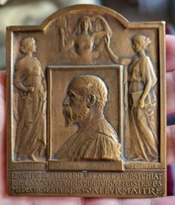 IMPORTANTE PLAQUE MEDAILLE UNIFACE EN BRONZE SIGNEE CAMUS MEDECINE ATTRIBUEE
