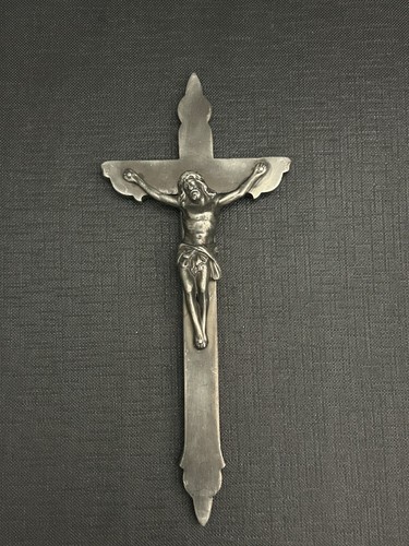 Ancien crucifix croix etain - ancien,
