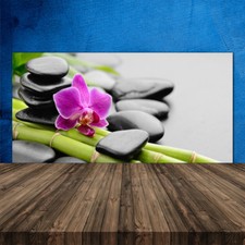 Crédence de cuisine en verre Panneau 120x60 Art Pierres Fleurs Bambou