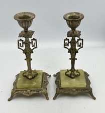 Ancienne paire de bougeoirs, laiton bronze régule, old candlesticks, France 1900