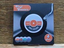 Ensemble de sous-verres à boissons style disque rétro kitsch / neuf / look vintage / cadeau nouveauté / années 45