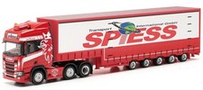 HERPA, SCANIA CR 20 HD 6x2 avec remorque surbaissée 5 essieux SPIESS, échelle...