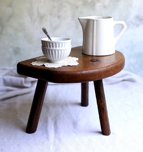 Primitive french milking stool - french,