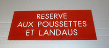 Plaque vintage plexiglass RESERVER aux Poussettes & Landaus