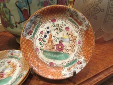 3 anciennes coupelles sous tasses en porcelaine decor japonais
