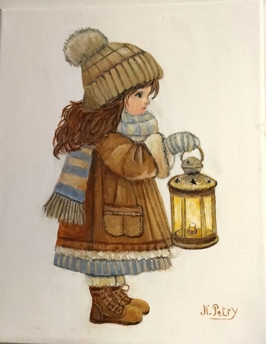 Petite fille noël tableau - fille,