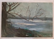 Tableau impressionniste années 50 . Huile sur panneau  37,5cm x 55cm.