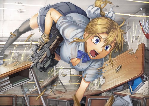 Anime girls school uniform