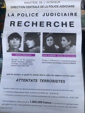 AFFICHE ORIGINALE.ACTION DIRECTE.AVIS DE RECHERCHE.1986.