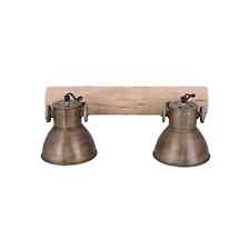 Applique Lampe Plafonnier Laiton Maison 2 Lumières En Série Avec Bois Et Nuances
