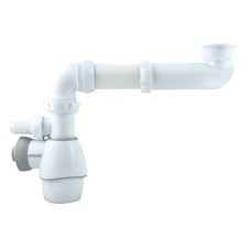 30721196 Siphon déporté télescopique Tout en un pour évier 2 bacs blanc