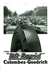 Publicité ancienne pneu Colombes Goodrich voitures Paris 1938 issue de magazine