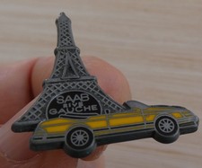RARE PIN'S BRUT VOITURE SAAB 900 TURBO CABRIOLET TOUR EIFFEL RIVE GAUCHE ZAMAC