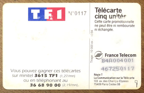 Telecarte tf1 réf - 5u,