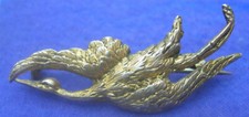 Début XX ème - CIGOGNE Belle Broche Porte Montre Argent Massif Doré 'vermeil'