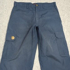 Vintage Fjallraven Hommes Cargo Pantalon EU-50 W33 L33 Bleu Trekking Randonnée