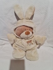 Doudou Peluche ours Marron déguisé lapin Beige 30 cm NICOTOY THE BABY COLLECTION